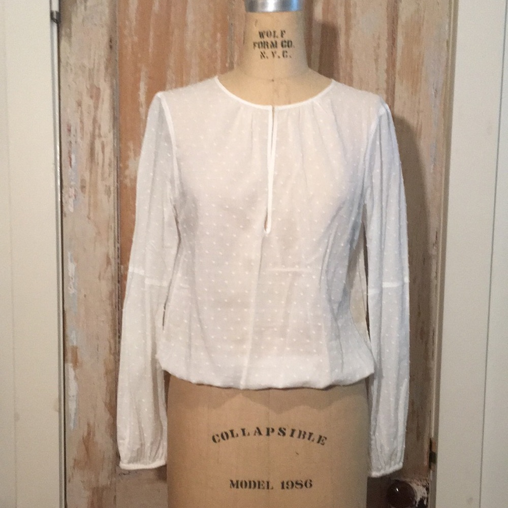 CLUB MANACO Cotton Voile Swiss Dot Top